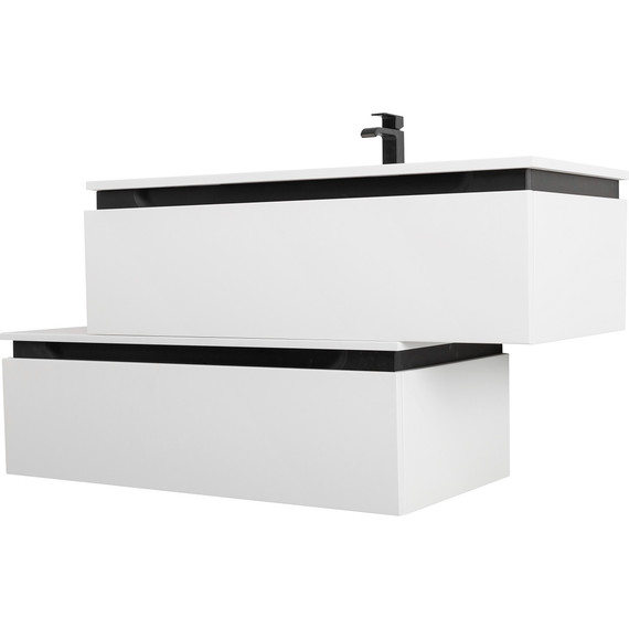 Тумба подвесная с раковиной Cezares SLIDER-1000-1C-SO-BO 100 см, Bianco Opaco фото 3