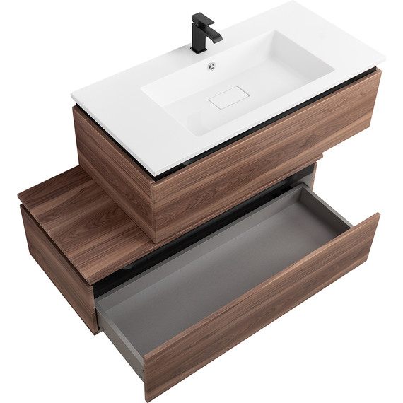 Тумба подвесная с раковиной Cezares SLIDER-1000-1C-SO-NA-P 100 см, орех дымчатый фото 4