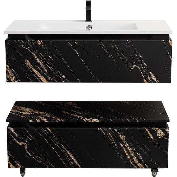 Тумба подвесная с раковиной Cezares SLIDER-1000-1C-SO-NF-P 100 см, чёрный фьюжн фото 6