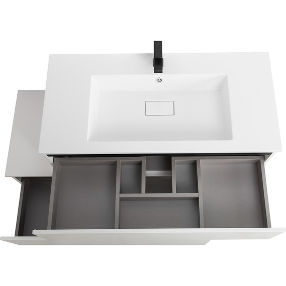 Тумба подвесная с раковиной Cezares SLIDER-1000-1C-SO-BO 100 см, Bianco Opaco фото 5