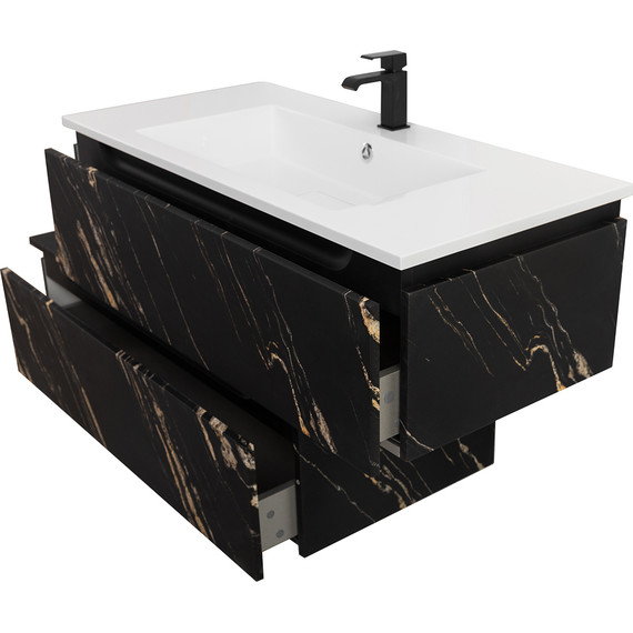 Тумба подвесная с раковиной Cezares SLIDER-1000-1C-SO-NF-P 100 см, чёрный фьюжн фото 8