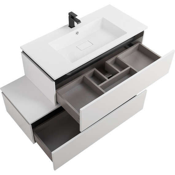 Тумба подвесная с раковиной Cezares SLIDER-1000-1C-SO-BO 100 см, Bianco Opaco фото 4