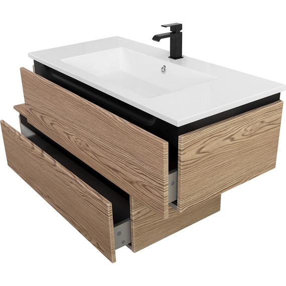 Тумба подвесная с раковиной Cezares SLIDER-1000-1C-SO-RT-P 100 см, дуб тангент фото 7