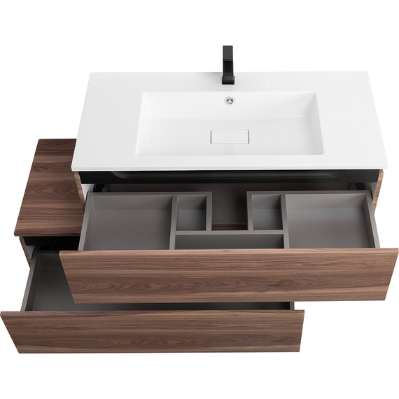 Тумба подвесная с раковиной Cezares SLIDER-1000-1C-SO-NA-P 100 см, орех дымчатый фото 5