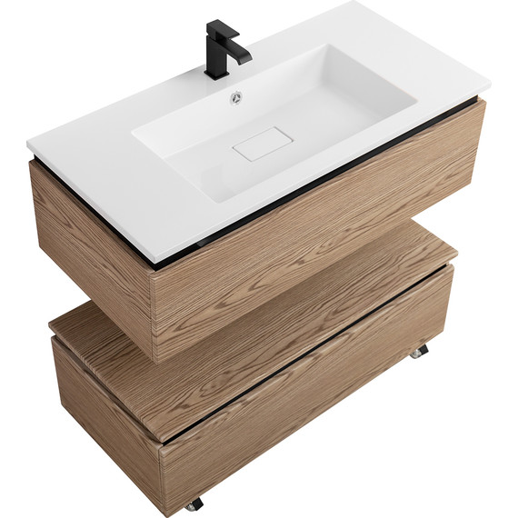 Тумба подвесная с раковиной Cezares SLIDER-1000-1C-SO-RT-P 100 см, дуб тангент фото 4