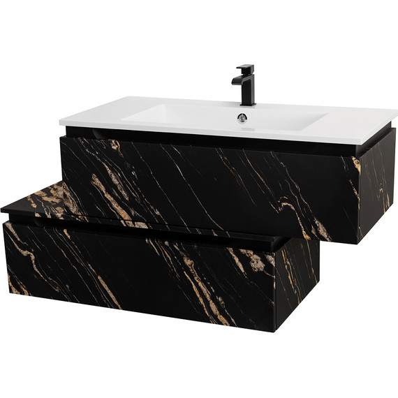 Тумба подвесная с раковиной Cezares SLIDER-1000-1C-SO-NF-P 100 см, чёрный фьюжн фото 3