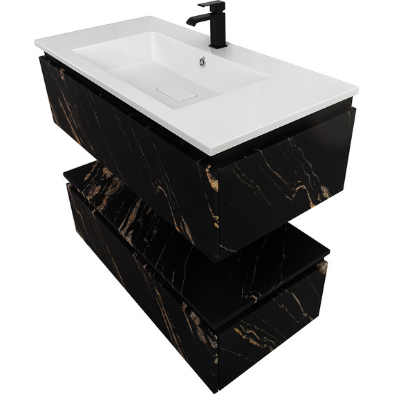 Тумба подвесная с раковиной Cezares SLIDER-1000-1C-SO-NF-P 100 см, чёрный фьюжн фото 10