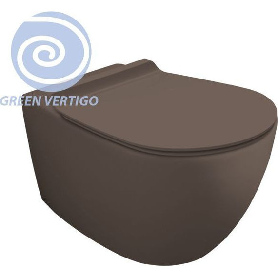 Унитаз подвесной безободковый Simas Vignoni VI18VERT (система смыва Торнадо) moka matt, Цвет производителя: коричневый фото 