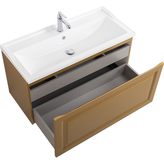 Тумба подвесная с раковиной Cezares GIUBILEO-N-100-1C-SO-BORO-P 100 см, брашированное золото - 3 Тумба подвесная с раковиной Cezares GIUBILEO-N-100-1C-SO-BORO-P 100 см, брашированное золото фото 3