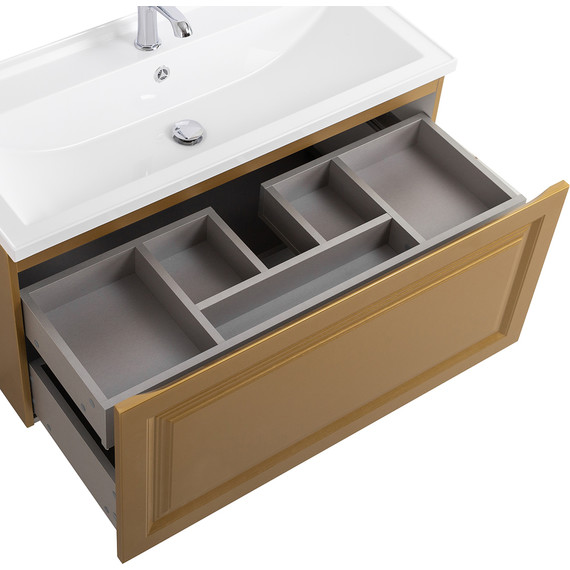 Тумба подвесная с раковиной Cezares GIUBILEO-N-100-1C-SO-BORO-P 100 см, брашированное золото - 5 Тумба подвесная с раковиной Cezares GIUBILEO-N-100-1C-SO-BORO-P 100 см, брашированное золото фото 5