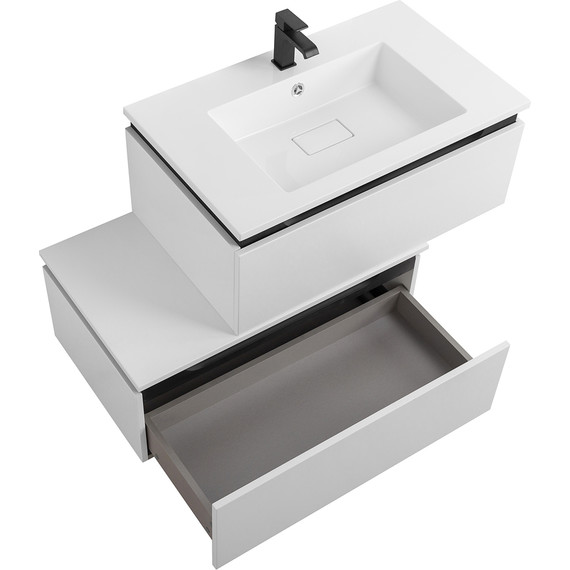 Тумба подвесная с раковиной Cezares SLIDER-800-1C-SO-BO 80 см, Bianco Opaco фото 4