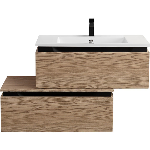 Тумба подвесная с раковиной Cezares SLIDER-800-1C-SO-RT-P 80 см, дуб тангент фото 2