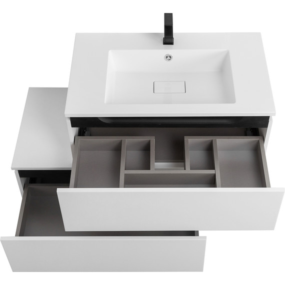 Тумба подвесная с раковиной Cezares SLIDER-800-1C-SO-BO 80 см, Bianco Opaco фото 5