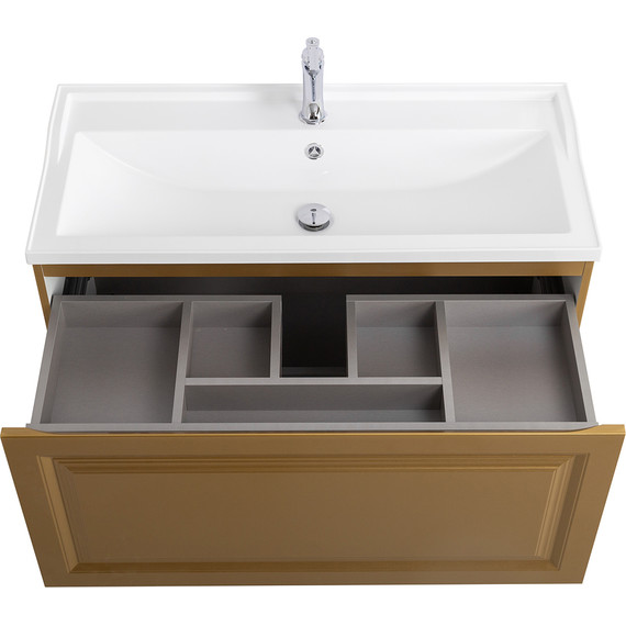 Тумба подвесная с раковиной Cezares GIUBILEO-N-100-1C-SO-BORO-P 100 см, брашированное золото - 4 Тумба подвесная с раковиной Cezares GIUBILEO-N-100-1C-SO-BORO-P 100 см, брашированное золото фото 4