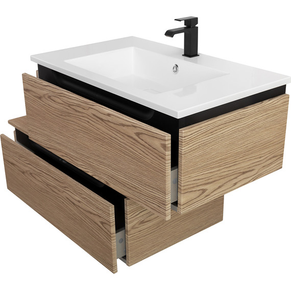 Тумба подвесная с раковиной Cezares SLIDER-800-1C-SO-RT-P 80 см, дуб тангент фото 8