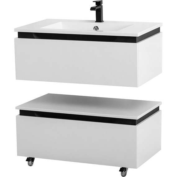 Тумба подвесная с раковиной Cezares SLIDER-800-1C-SO-BO 80 см, Bianco Opaco фото 7