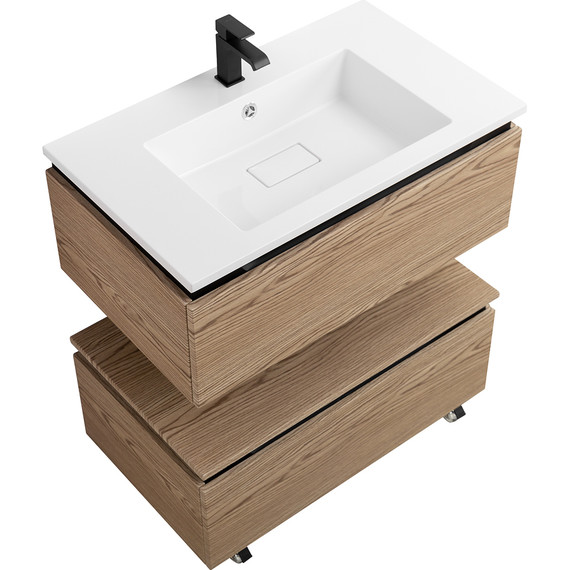 Тумба подвесная с раковиной Cezares SLIDER-800-1C-SO-RT-P 80 см, дуб тангент фото 6