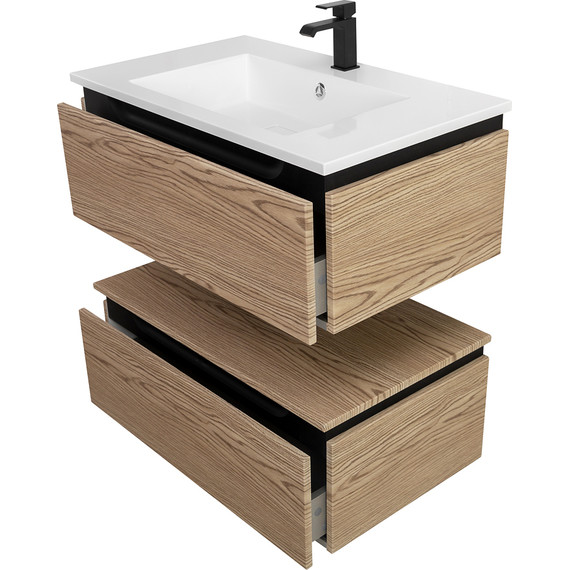 Тумба подвесная с раковиной Cezares SLIDER-800-1C-SO-RT-P 80 см, дуб тангент фото 10