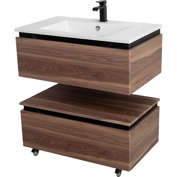 Тумба подвесная с раковиной Cezares SLIDER-800-1C-SO-NA-P 80 см, орех дымчатый фото 7