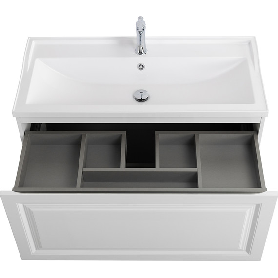 Тумба подвесная с раковиной Cezares GIUBILEO-N-100-1C-SO-BL 100 см, Bianco Lucido фото 4