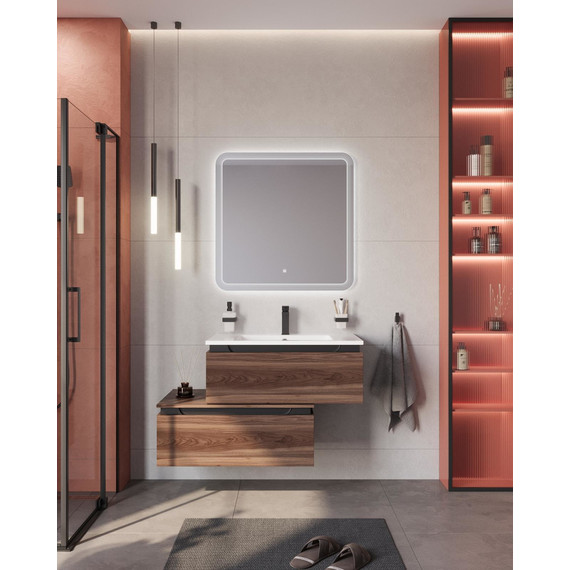 Тумба подвесная с раковиной Cezares SLIDER-800-1C-SO-NA-P 80 см, орех дымчатый фото 13