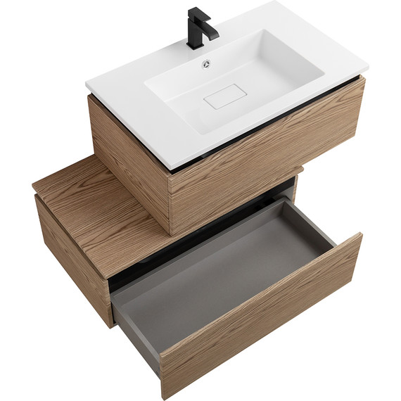 Тумба подвесная с раковиной Cezares SLIDER-800-1C-SO-RT-P 80 см, дуб тангент фото 4