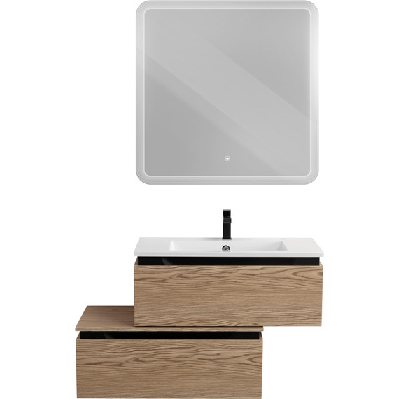 Тумба подвесная с раковиной Cezares SLIDER-800-1C-SO-RT-P 80 см, дуб тангент фото 15