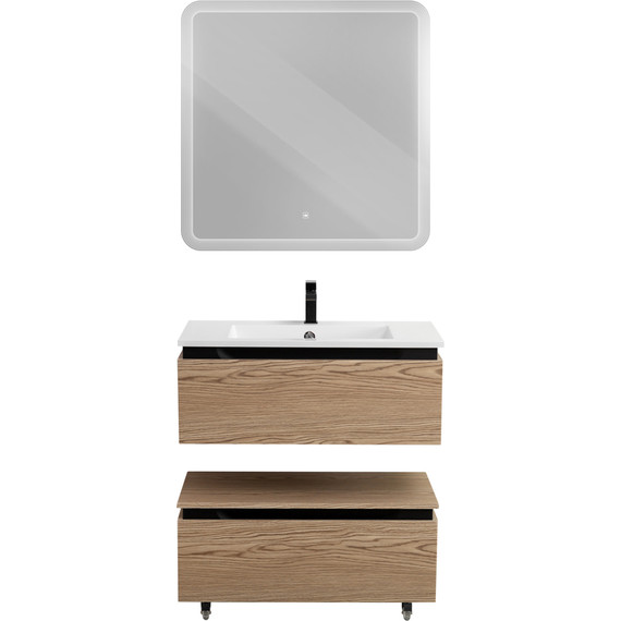 Тумба подвесная с раковиной Cezares SLIDER-800-1C-SO-RT-P 80 см, дуб тангент фото 16