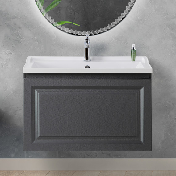 Тумба подвесная с раковиной Cezares GIUBILEO-N-80-1C-SO-TIT-P 80 см, титан фото 10