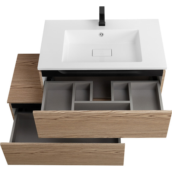 Тумба подвесная с раковиной Cezares SLIDER-800-1C-SO-RT-P 80 см, дуб тангент фото 5