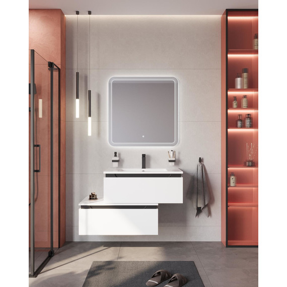 Тумба подвесная с раковиной Cezares SLIDER-800-1C-SO-BO 80 см, Bianco Opaco фото 12