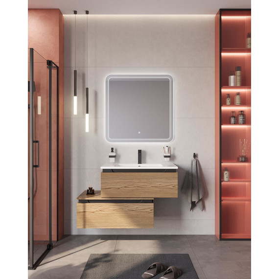 Тумба подвесная с раковиной Cezares SLIDER-800-1C-SO-RT-P 80 см, дуб тангент фото 13