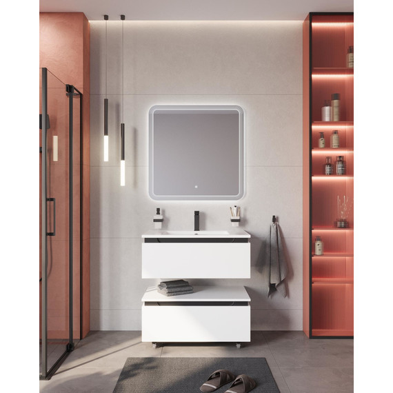 Тумба подвесная с раковиной Cezares SLIDER-800-1C-SO-BO 80 см, Bianco Opaco фото 13