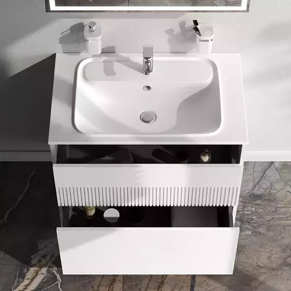 Тумба подвесная с раковиной AM.PM Func 80 см M8FFUX0802WM, белая матовая, Цвет фасада: белый матовый - 2 Тумба подвесная с раковиной AM.PM Func 80 см M8FFUX0802WM, белая матовая, Цвет фасада: белый матовый фото 2