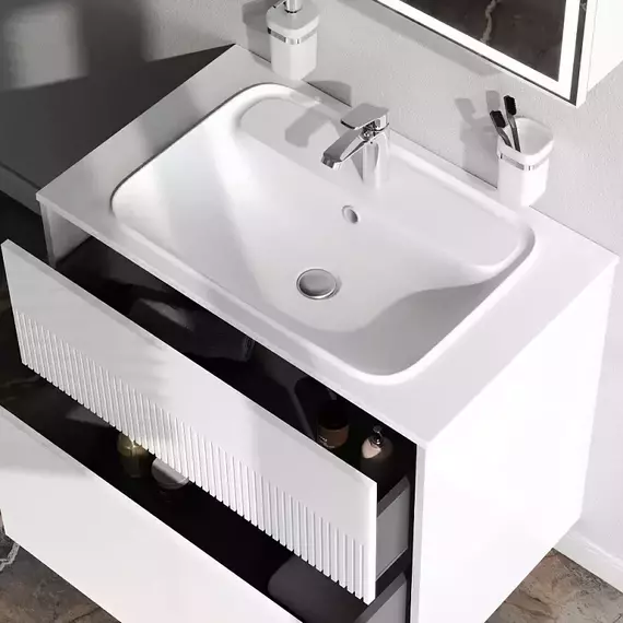 Тумба подвесная с раковиной AM.PM Func 80 см M8FFUX0802WM, белая матовая, Цвет фасада: белый матовый - 3 Тумба подвесная с раковиной AM.PM Func 80 см M8FFUX0802WM, белая матовая, Цвет фасада: белый матовый фото 3