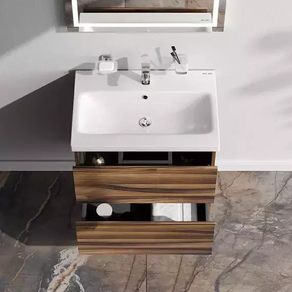 Тумба подвесная с раковиной AM.PM Gem 60 см M90FHX0602HF, орех, Цвет фасада: тёмное дерево - 2 Тумба подвесная с раковиной AM.PM Gem 60 см M90FHX0602HF, орех, Цвет фасада: тёмное дерево фото 2