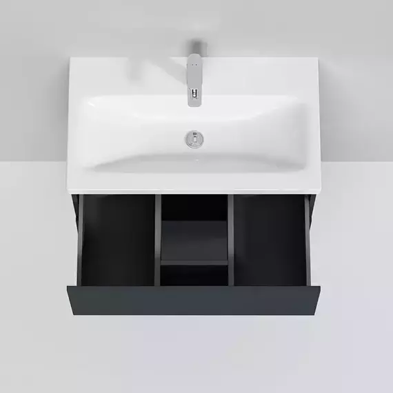 Тумба подвесная с раковиной AM.PM Gem 75 см M90FHX07522GM, графит матовый, Цвет фасада: графит матовый - 3 Тумба подвесная с раковиной AM.PM Gem 75 см M90FHX07522GM, графит матовый, Цвет фасада: графит матовый фото 3