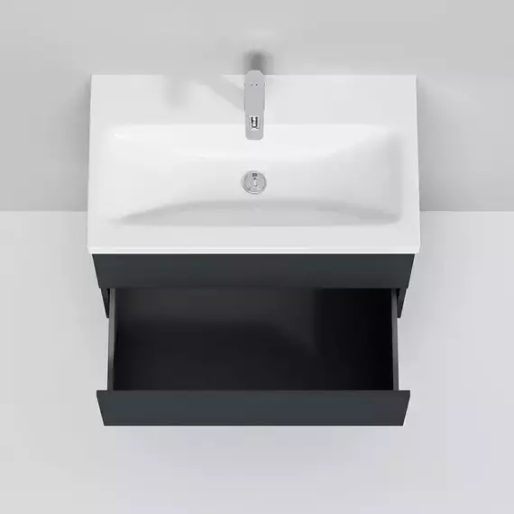 Тумба подвесная с раковиной AM.PM Gem 75 см M90FHX07522GM, графит матовый, Цвет фасада: графит матовый - 4 Тумба подвесная с раковиной AM.PM Gem 75 см M90FHX07522GM, графит матовый, Цвет фасада: графит матовый фото 4