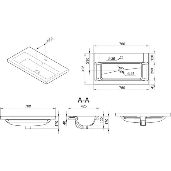 Тумба подвесная с раковиной AM.PM Gem 75 см M90FHX07522GM, графит матовый, Цвет фасада: графит матовый - 8 Тумба подвесная с раковиной AM.PM Gem 75 см M90FHX07522GM, графит матовый, Цвет фасада: графит матовый фото 8
