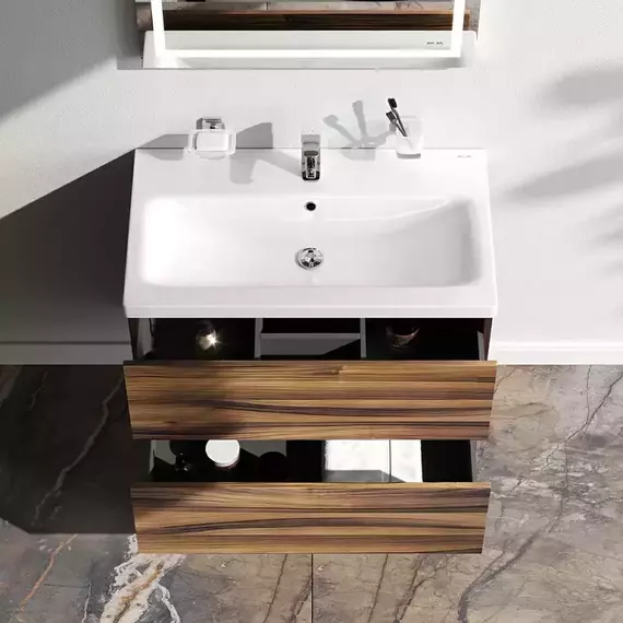 Тумба подвесная с раковиной AM.PM Gem 75 см M90FHX0752HF, орех, Цвет фасада: тёмное дерево - 3 Тумба подвесная с раковиной AM.PM Gem 75 см M90FHX0752HF, орех, Цвет фасада: тёмное дерево фото 3