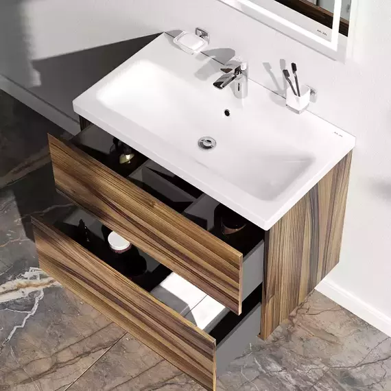 Тумба подвесная с раковиной AM.PM Gem 75 см M90FHX0752HF, орех, Цвет фасада: тёмное дерево - 2 Тумба подвесная с раковиной AM.PM Gem 75 см M90FHX0752HF, орех, Цвет фасада: тёмное дерево фото 2