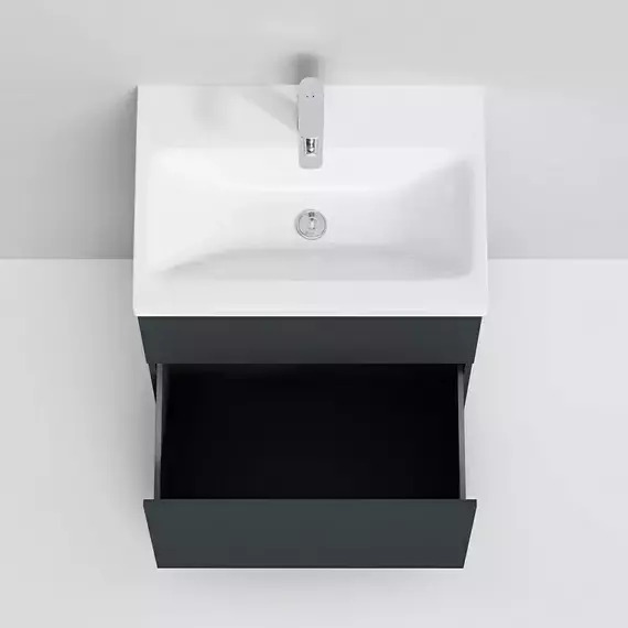 Тумба с раковиной AM.PM Gem 60 см M90FSX06022GM32, графит матовый, Цвет фасада: графит матовый фото 2