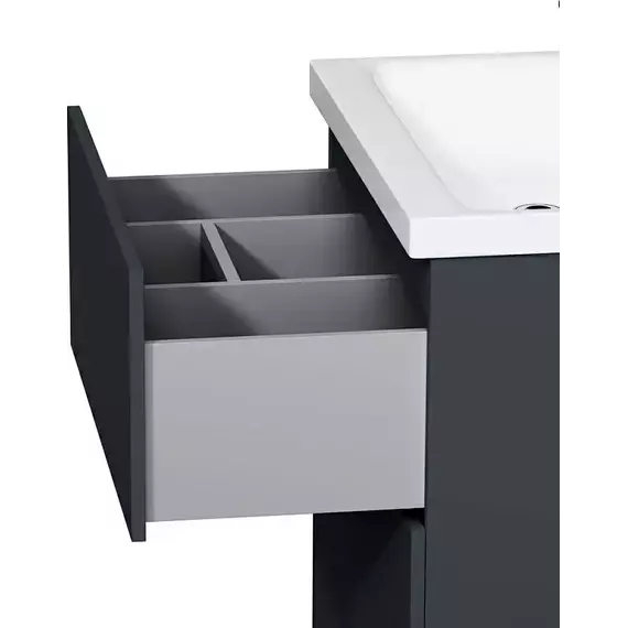 Тумба с раковиной AM.PM Gem 60 см M90FSX06022GM32, графит матовый, Цвет фасада: графит матовый фото 3