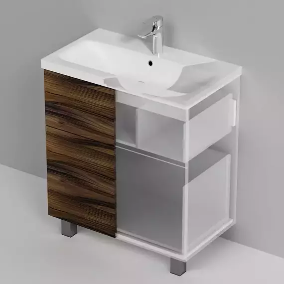 Тумба напольная с раковиной AM.PM Gem 75 см M90FSX0752HF, орех, Цвет фасада: тёмное дерево - 5 Тумба напольная с раковиной AM.PM Gem 75 см M90FSX0752HF, орех, Цвет фасада: тёмное дерево фото 5