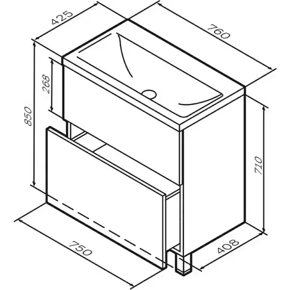 Тумба напольная с раковиной AM.PM Gem 75 см M90FSX0752HF, орех, Цвет фасада: тёмное дерево - 8 Тумба напольная с раковиной AM.PM Gem 75 см M90FSX0752HF, орех, Цвет фасада: тёмное дерево фото 8