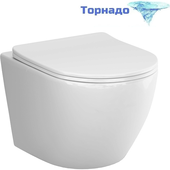 Унитаз подвесной безободковый AM.PM Like C801900SC (Система смыва торнадо) с крышкой микролифт фото 9