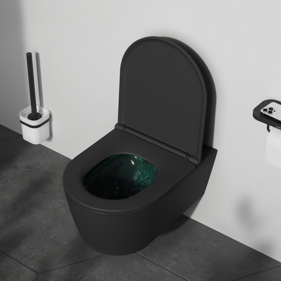 Унитаз подвесной Am.Pm Func FlashClean C8F1701MBSC  с сиденьем микролифт, Цвет производителя: чёрный матовый фото 3