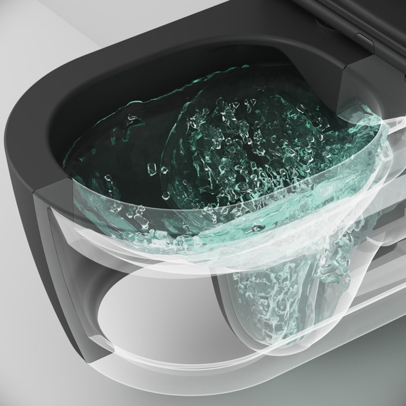 Унитаз подвесной Am.Pm Func FlashClean C8F1701MBSC  с сиденьем микролифт, Цвет производителя: чёрный матовый фото 8