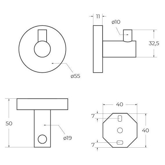Крючок Cezares Relax RELAX-HK-NOP, цвет чёрный матовый фото 2