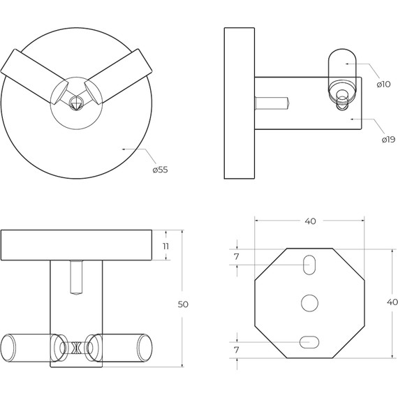 Двойной крючок Cezares Relax RELAX-HKD-NOP, цвет чёрный матовый, Цвет производителя: чёрный матовый - 2 Двойной крючок Cezares Relax RELAX-HKD-NOP, цвет чёрный матовый, Цвет производителя: чёрный матовый фото 2